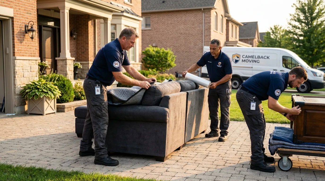 Large estate moving crew wrapping furniture in Bath, MI